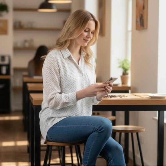 Merona White Polka Dot Blouse Size XXL Juniors - Picture 3 of 12